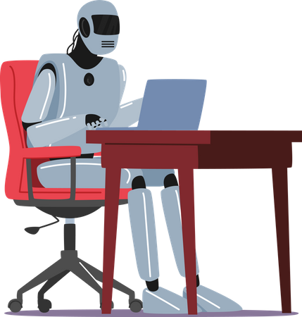 Robot travaillant au bureau  Illustration