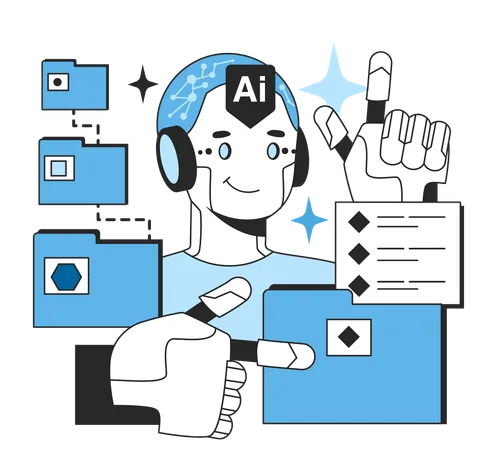 Robot uses AI technology  Illustration