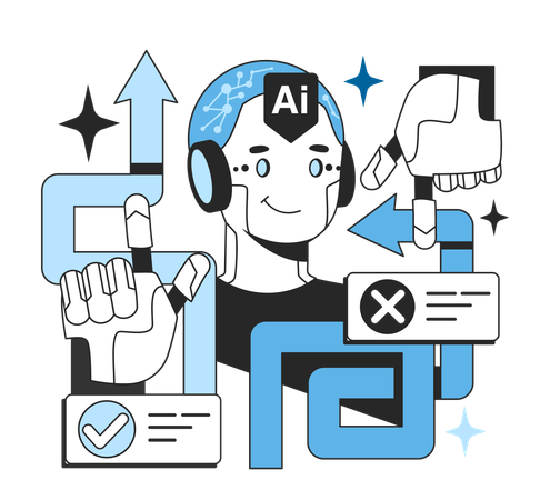 Robot uses AI technology  Illustration