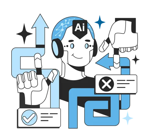 Robot uses AI technology  Illustration