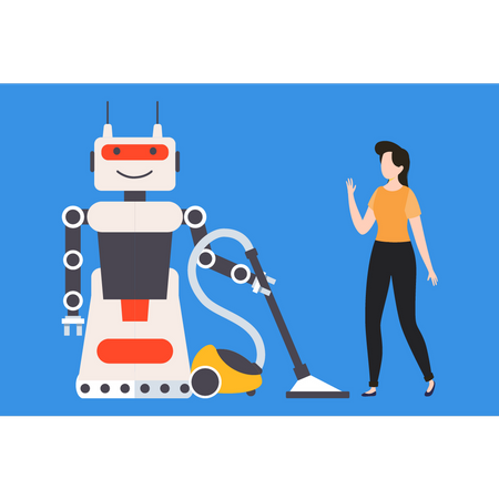 Robot vacuum cleaner cleans the floor  Illustration