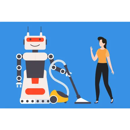 A Robot Vacuum Cleaner Cleans The Floor Illustration