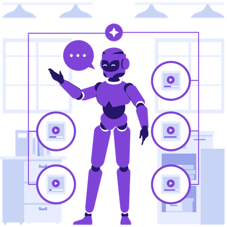 Robot visualizes video  Illustration