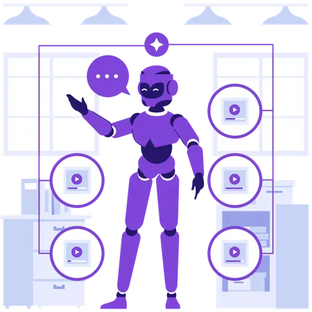 Robot visualizes video  Illustration
