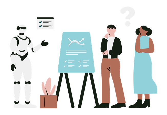 Robot vs humain dans l'analyse commerciale avantages de l'IA  Illustration