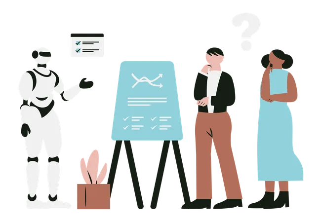 Robot vs humain dans l'analyse commerciale avantages de l'IA  Illustration