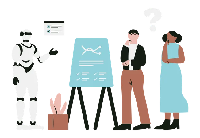 Robot vs Human in Business Analysis AI Advantages  Illustration