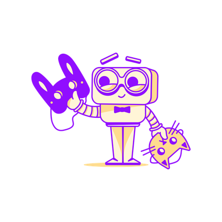 Robot wearing deep fake mask  Illustration
