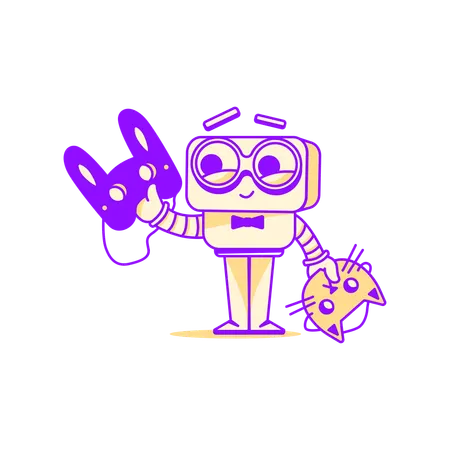 Robot wearing deep fake mask  Illustration