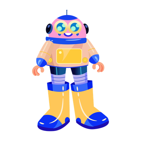 Robot wearing long boots  Illustration