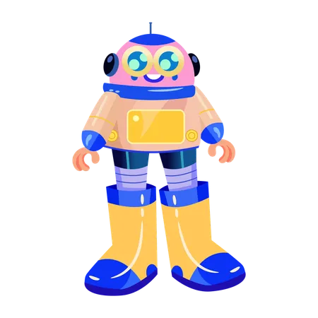 Robot wearing long boots  Illustration