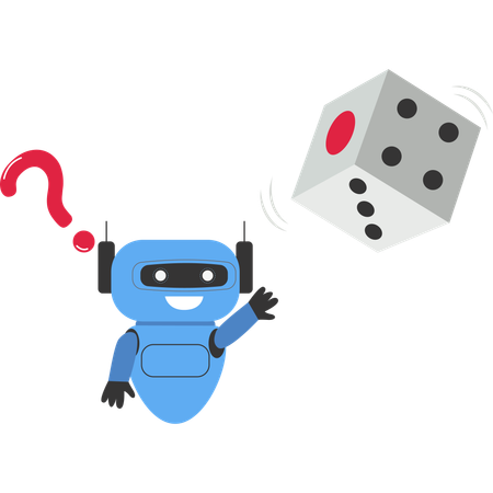 Robot with artificial intelligence guesses number of dice  Illustration