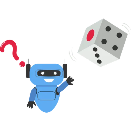 Robot with artificial intelligence guesses number of dice  Illustration