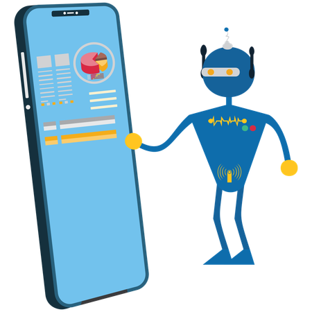 Robot with artificial intelligence with phone  Illustration