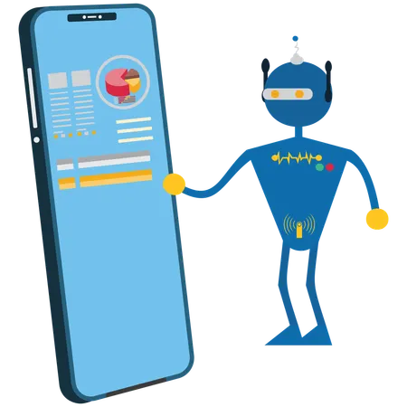 Robot with artificial intelligence with phone  Illustration