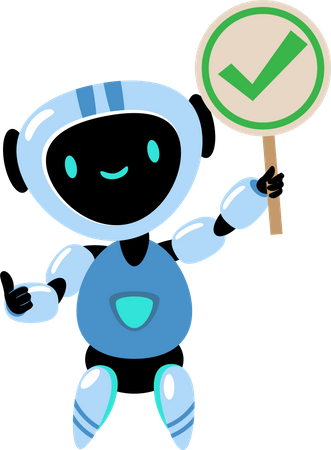 Robot with check sign  Illustration