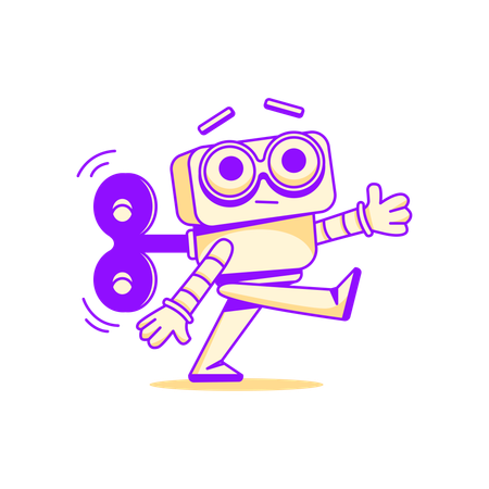 Robot with encryption key  Illustration
