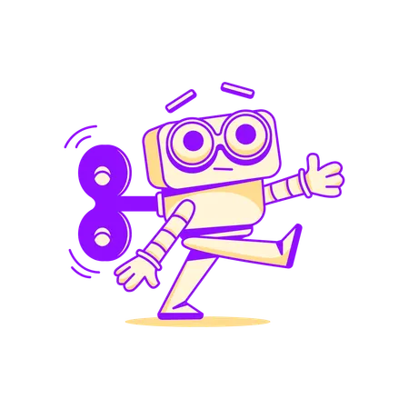Robot with encryption key  Illustration