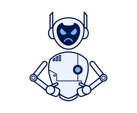 Robot with mad expression Illustration