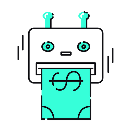 Robot With Money  Illustration