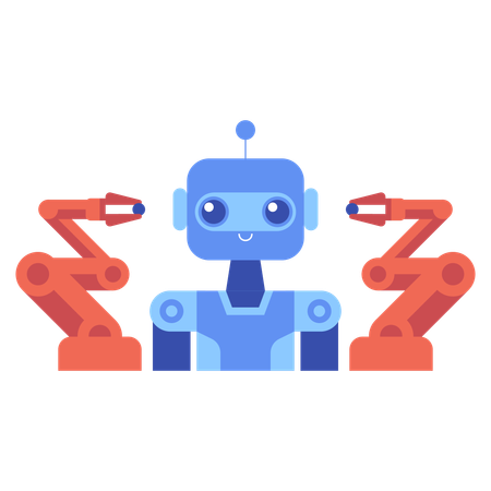 Robot with robotic arms  Illustration