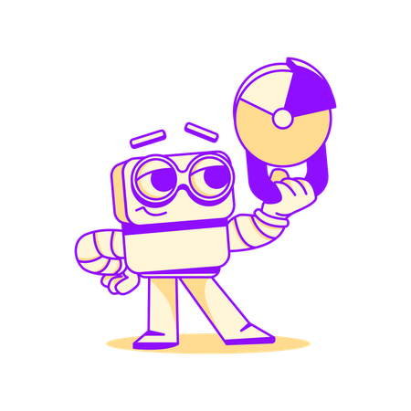 Robot with rolling charts  Illustration