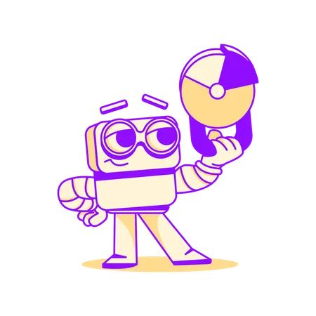 Robot with rolling charts  Illustration
