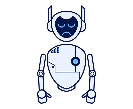 Robot with sad face Illustration