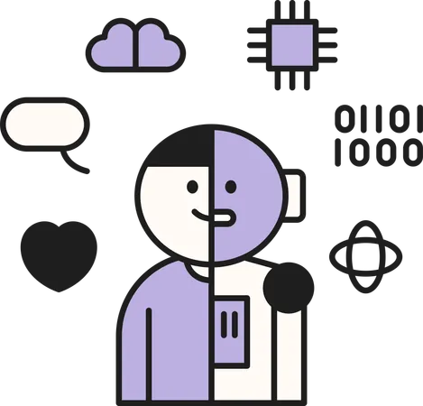 Robot work on binary codes  Illustration