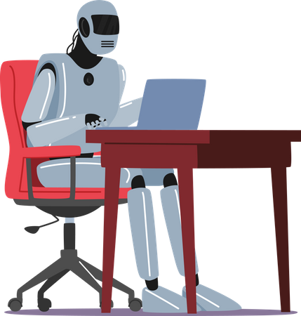 Robot working in office  Illustration