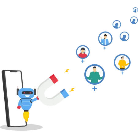 Robot working on customer retention  Illustration