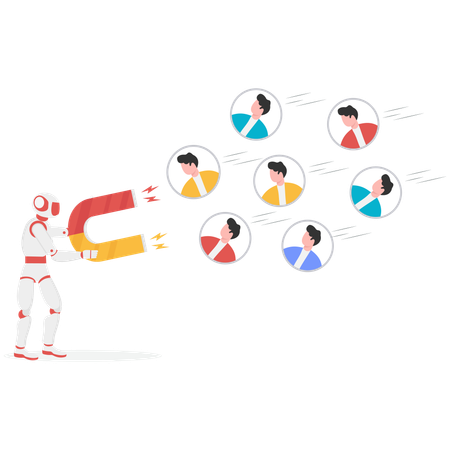 Robot working on Customer retention  Illustration