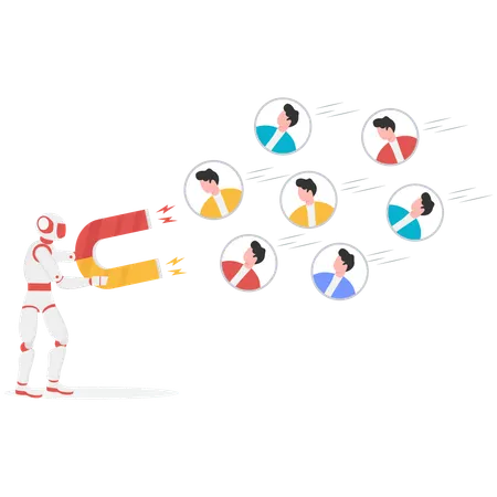 Robot working on Customer retention  Illustration