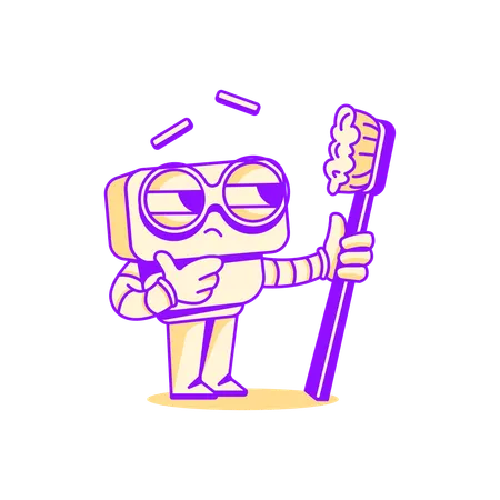 Robot working on cyber hygiene  Illustration
