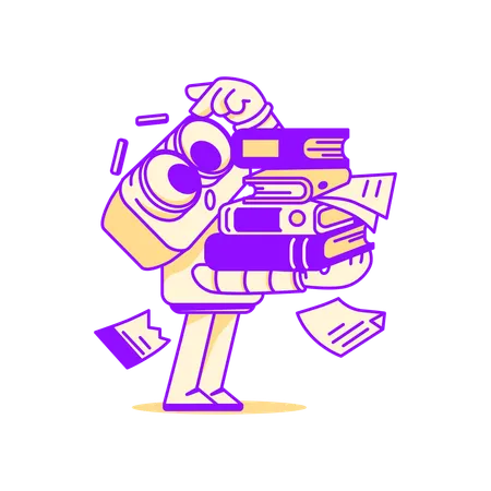 Robot working on data connection  Illustration
