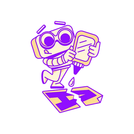 Robot working on file recovery  Illustration