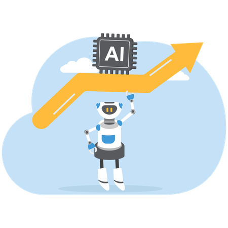 Robot working on rising graph  Illustration