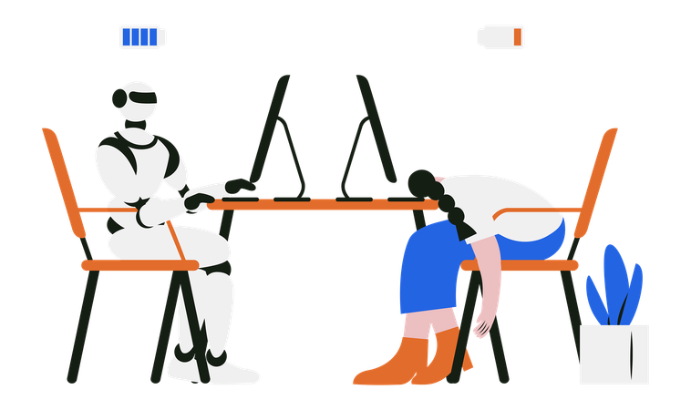 Robot Working Tirelessly  Illustration