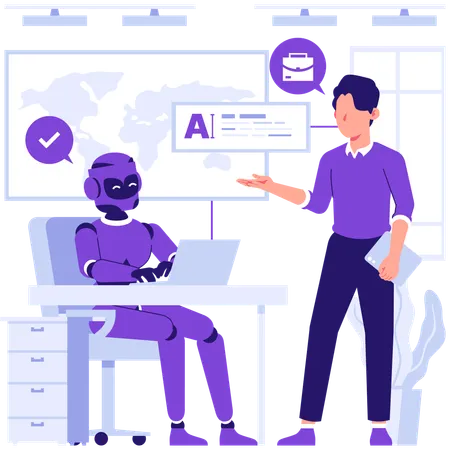 Robot working with system data  Illustration