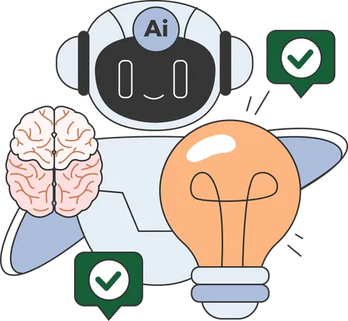 Robot works on human brain  Illustration