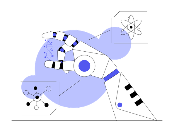 Roboter erforscht Atomstruktur  Illustration