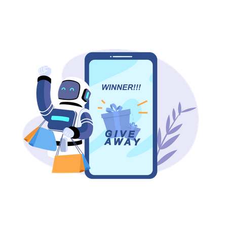 Roboter gewinnen ein Giveaway  Illustration