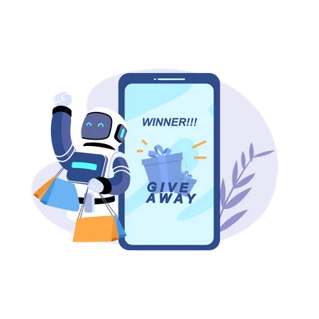 Roboter gewinnen ein Giveaway  Illustration