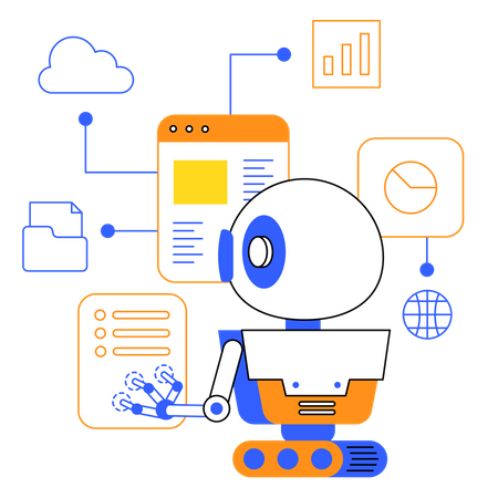 Roboter helfen Menschen  Illustration