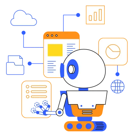 Roboter helfen Menschen  Illustration