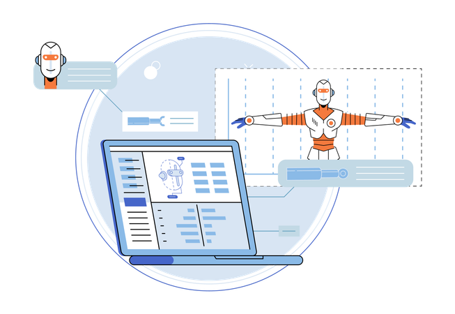 Robotergestützte, intelligente Industriefertigung  Illustration