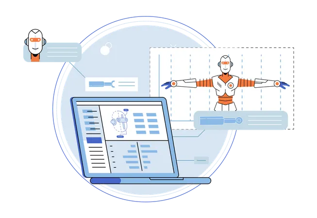 Robotergestützte, intelligente Industriefertigung  Illustration