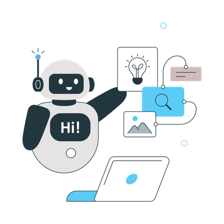 Roboter mit KI-Kundensupport  Illustration