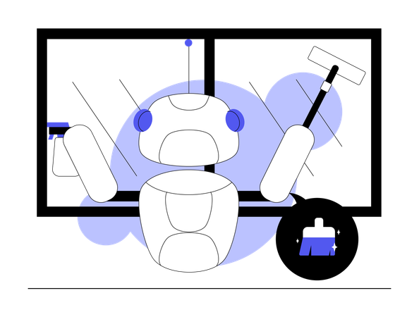 Roboter unterstützt den Menschen  Illustration