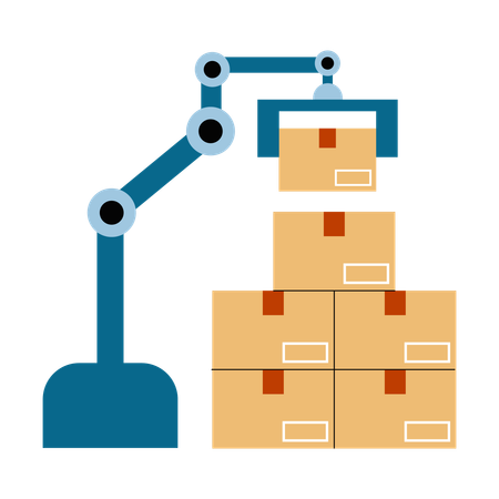 Roboterarm im Auslieferungslager  Illustration